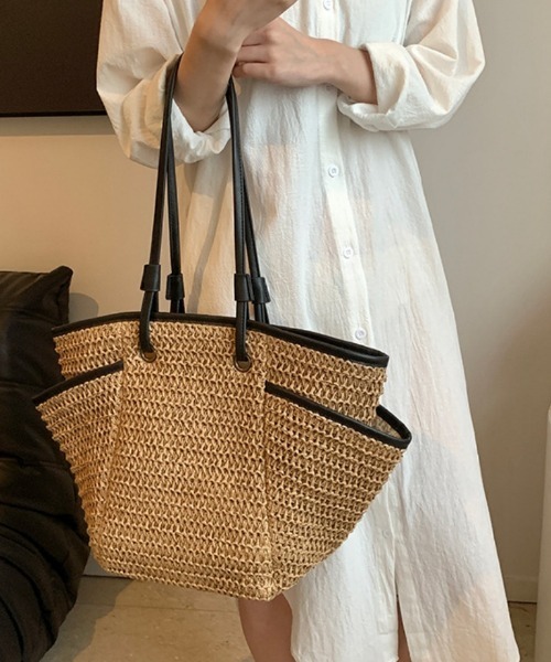 Ritzy(リッツィー)の「大容量 クロッシェ ストローかごバッグ トートバッグ(トートバッグ・レディース・アイボリー/モカ・FREE)」の19枚目の写真