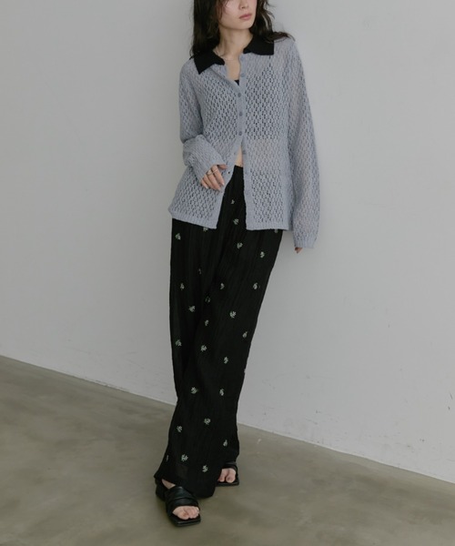 Aunt Marie's(アントマリーズ)の「フラワー刺繍シアーパンツ【セットアップ対応可能】(その他パンツ・レディース・アイボリー/ブラック・FREE/MT)」の15枚目の写真
