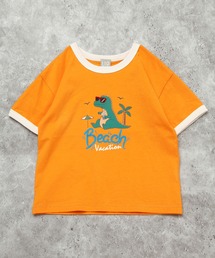 DILASH（ディラッシュ）の「【綿100％・お揃い可◎】ビーチ恐竜グラフィックTシャツ（Tシャツ/カットソー）」
