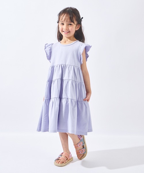ever closet(エバークローゼット)の「ティアードノースリーブワンピース(ワンピース・キッズ・チャコール/ラベンダー/ピンク・90cm/100cm/110cm/120cm/130cm/140cm/150cm)」の2枚目の写真