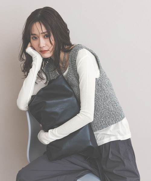 GLOBAL WORK(グローバルワーク)の「ネップヤーンベストSET/660938(ベスト・レディース・ネイビー/ブラック・LARGE/MEDIUM)」の1枚目の写真