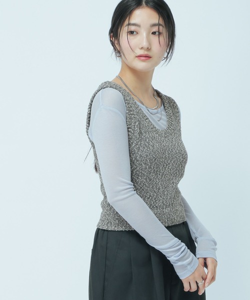 GLOBAL WORK(グローバルワーク)の「ネップヤーンベストSET/660938(ベスト・レディース・ネイビー/ブラック・LARGE/MEDIUM)」の2枚目の写真