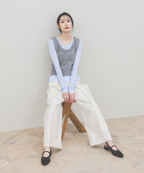 GLOBAL WORK(グローバルワーク)の「ネップヤーンベストSET/660938(ベスト・レディース・ネイビー/ブラック・LARGE/MEDIUM)」の5枚目の写真
