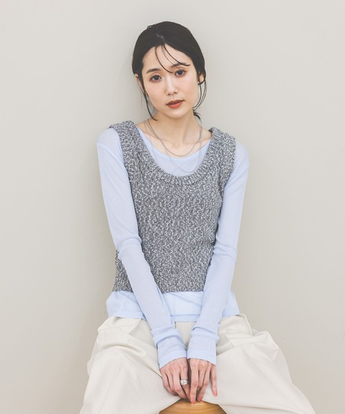 GLOBAL WORK(グローバルワーク)の「ネップヤーンベストSET/660938(ベスト・レディース・ネイビー/ブラック・LARGE/MEDIUM)」の7枚目の写真