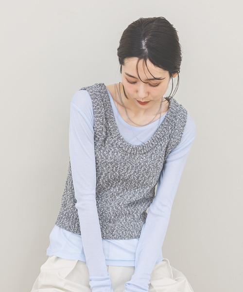 GLOBAL WORK(グローバルワーク)の「ネップヤーンベストSET/660938(ベスト・レディース・ネイビー/ブラック・LARGE/MEDIUM)」の8枚目の写真