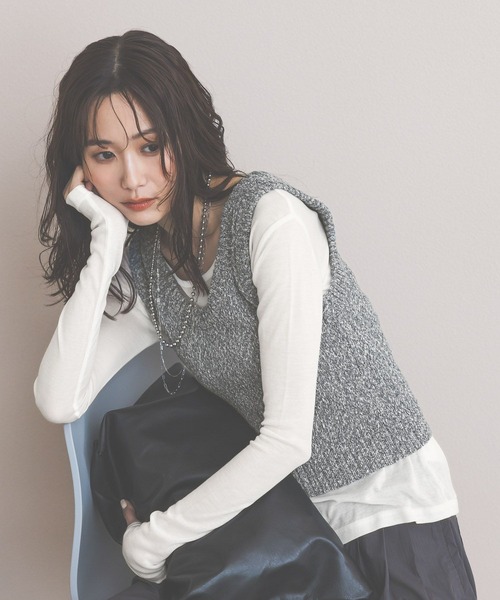 GLOBAL WORK(グローバルワーク)の「ネップヤーンベストSET/660938(ベスト・レディース・ネイビー/ブラック・LARGE/MEDIUM)」の15枚目の写真