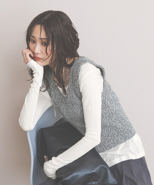 GLOBAL WORK(グローバルワーク)の「ネップヤーンベストSET/660938(ベスト・レディース・ネイビー/ブラック・LARGE/MEDIUM)」の16枚目の写真