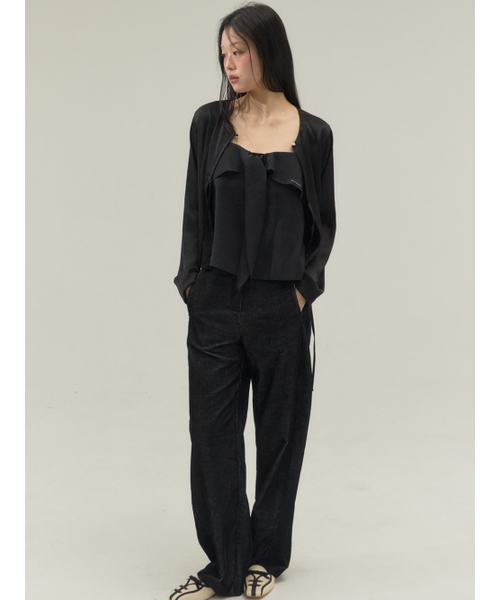 Sorry,Too Much Love(ソーリートゥーマッチラブ)の「Draped Ribbon Camisole Top_Black(その他トップス・レディース・その他・FREE)」の3枚目の写真