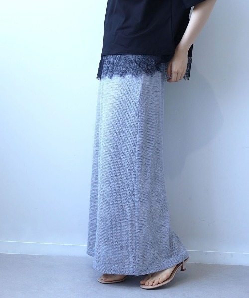leswel(レスウェル)の「【M/L】【速乾】【セットアップ可】シャーリングメッシュナロースカート(スカート・レディース・ライトグレー/ブラウン/チャコールグレー・M/L)」の1枚目の写真