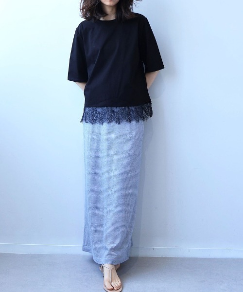 leswel(レスウェル)の「【M/L】【速乾】【セットアップ可】シャーリングメッシュナロースカート(スカート・レディース・ライトグレー/ブラウン/チャコールグレー・M/L)」の11枚目の写真