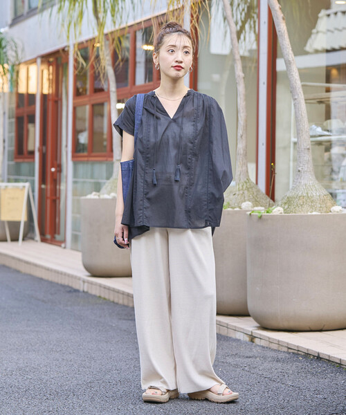 FREAK'S STORE(フリークスストア)の「限定展開 セルフ カット ワイド イージー パンツ(その他パンツ・レディース・ブラック/ブルー/グレー/ナチュラル/ネイビー/レッド/ブラウン・フリ-)」の9枚目の写真