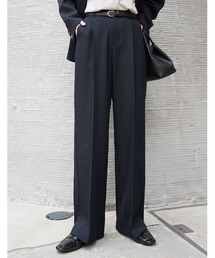 [低身長/高身長サイズ有]ストレッチミックスツイルワンタックワイドスラックス