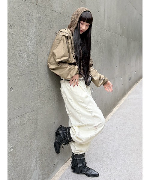 ELCHELE(エルチェレ)の「UNIVERSAL WINDBREAKER BOLERO(ナイロンジャケット・レディース・カーキ/ブラック・FREE)」の17枚目の写真