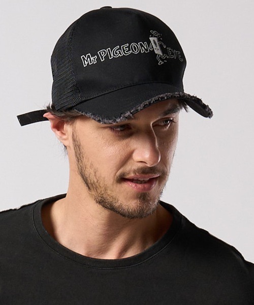 wjk(ダヴルジェイケイ)の「mko13621- panic cut-off mesh cap メッシュキャップ(811 od03j)(キャップ・メンズ・ホワイト×ブラック/ブラック・FREE)」の2枚目の写真
