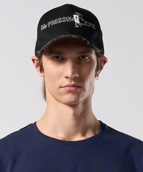 wjk(ダヴルジェイケイ)の「mko13621- panic cut-off mesh cap メッシュキャップ(811 od03j)(キャップ・メンズ・ホワイト×ブラック/ブラック・FREE)」の8枚目の写真