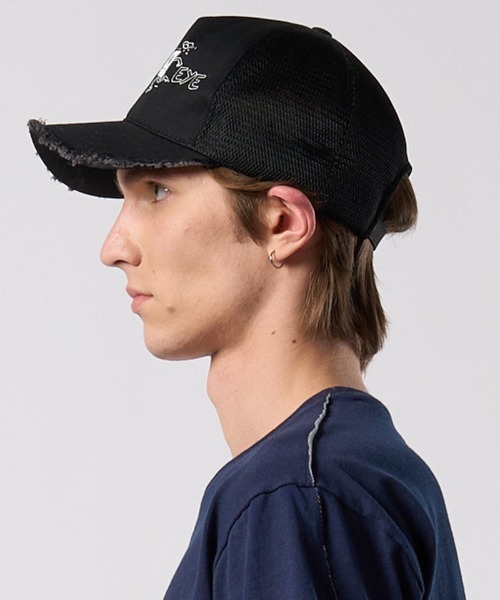 wjk(ダヴルジェイケイ)の「mko13621- panic cut-off mesh cap メッシュキャップ(811 od03j)(キャップ・メンズ・ホワイト×ブラック/ブラック・FREE)」の9枚目の写真
