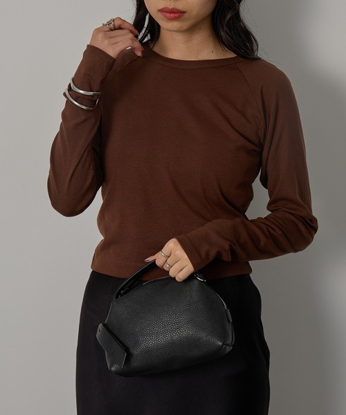 MILLER（ミラー）の「【Robert P. Miller】ウールレーヨン パネルリブ ロングスリーブTシャツ RM264-2287（Tシャツ/カットソー・レディース・アイボリー/チャコールグレー/ブラウン・FREE）」の3枚目の写真