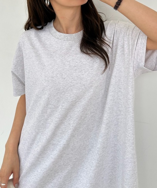 umune（ウムネ）の「Tシャツワンピース ロング丈 マキシワンピ 半袖 クルーネック スリット カットソーワンピ ルームウェア カジュアル 夏（ワンピース・レディース・ブラック/オートミール/グレイッシュベージュ・FREE）」の9枚目の写真