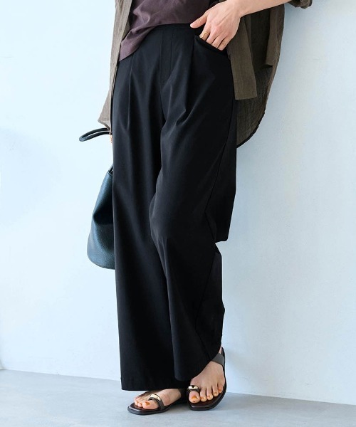 座(THE)パンツ(ザパンツ)の「夏のリネン混ワイドクロップド・座(THE)パンツ(その他パンツ・レディース・グレイッシュブルー/ブルー/グレイッシュベージュ/ブラック/カーキ/ネイビー・S1/S2/M1/M2/L1/L2)」の2枚目の写真