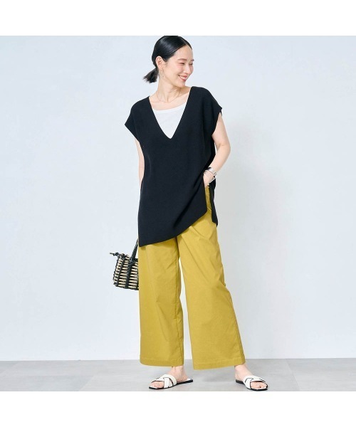 座(THE)パンツ(ザパンツ)の「夏のリネン混ワイドクロップド・座(THE)パンツ(その他パンツ・レディース・グレイッシュブルー/ブルー/グレイッシュベージュ/ブラック/カーキ/ネイビー・S1/S2/M1/M2/L1/L2)」の11枚目の写真