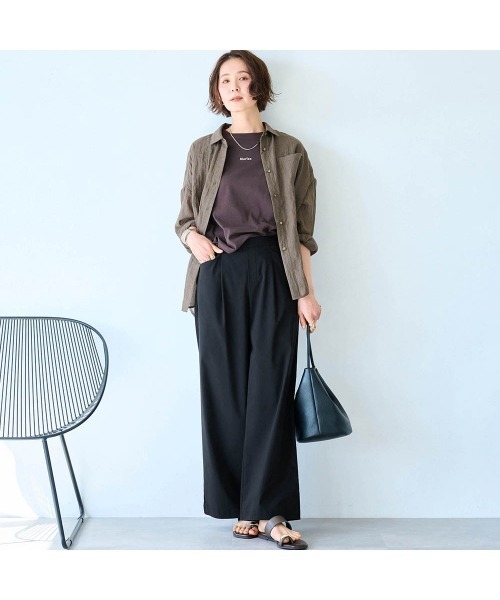 座(THE)パンツ(ザパンツ)の「夏のリネン混ワイドクロップド・座(THE)パンツ(その他パンツ・レディース・グレイッシュブルー/ブルー/グレイッシュベージュ/ブラック/カーキ/ネイビー・S1/S2/M1/M2/L1/L2)」の12枚目の写真
