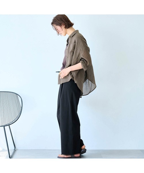 座(THE)パンツ(ザパンツ)の「夏のリネン混ワイドクロップド・座(THE)パンツ(その他パンツ・レディース・グレイッシュブルー/ブルー/グレイッシュベージュ/ブラック/カーキ/ネイビー・S1/S2/M1/M2/L1/L2)」の13枚目の写真