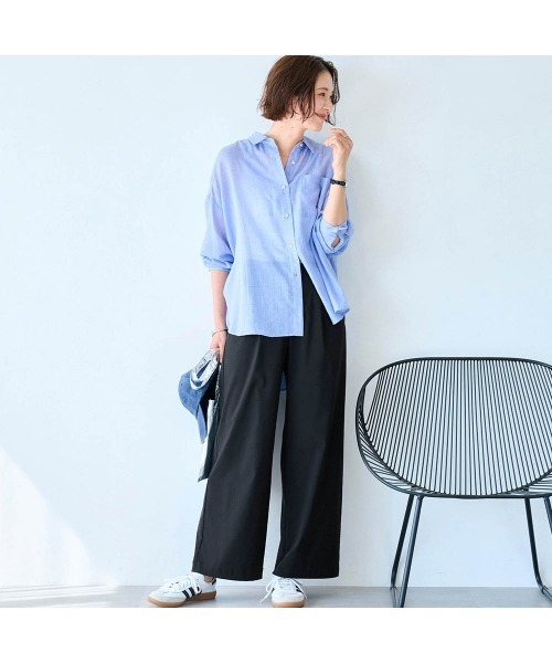 座(THE)パンツ(ザパンツ)の「夏のリネン混ワイドクロップド・座(THE)パンツ(その他パンツ・レディース・グレイッシュブルー/ブルー/グレイッシュベージュ/ブラック/カーキ/ネイビー・S1/S2/M1/M2/L1/L2)」の14枚目の写真