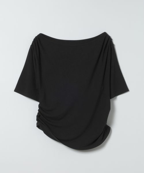 JEANASIS(ジーナシス)の「アシメギャザーボートネック5S/670826(Tシャツ/カットソー・レディース・ブラック/グレー/ホワイト・FREE)」の3枚目の写真