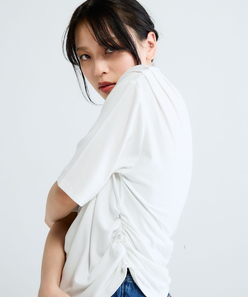 JEANASIS(ジーナシス)の「アシメギャザーボートネック5S/670826(Tシャツ/カットソー・レディース・ブラック/グレー/ホワイト・FREE)」の10枚目の写真