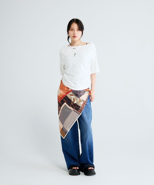 JEANASIS(ジーナシス)の「アシメギャザーボートネック5S/670826(Tシャツ/カットソー・レディース・ブラック/グレー/ホワイト・FREE)」の9枚目の写真
