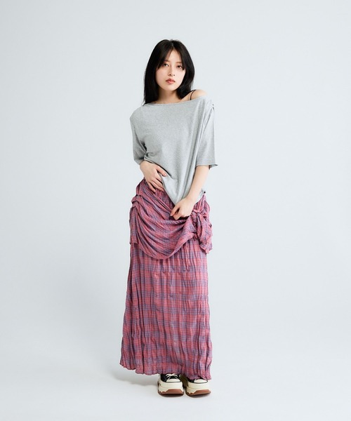 JEANASIS(ジーナシス)の「アシメギャザーボートネック5S/670826(Tシャツ/カットソー・レディース・ブラック/グレー/ホワイト・FREE)」の17枚目の写真