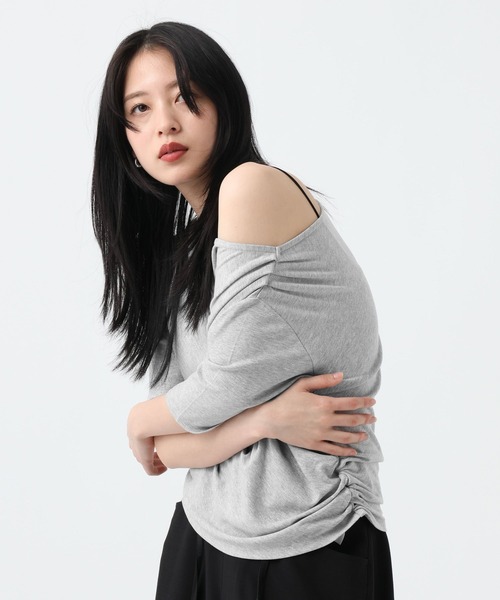 JEANASIS(ジーナシス)の「アシメギャザーボートネック5S/670826(Tシャツ/カットソー・レディース・ブラック/グレー/ホワイト・FREE)」の19枚目の写真