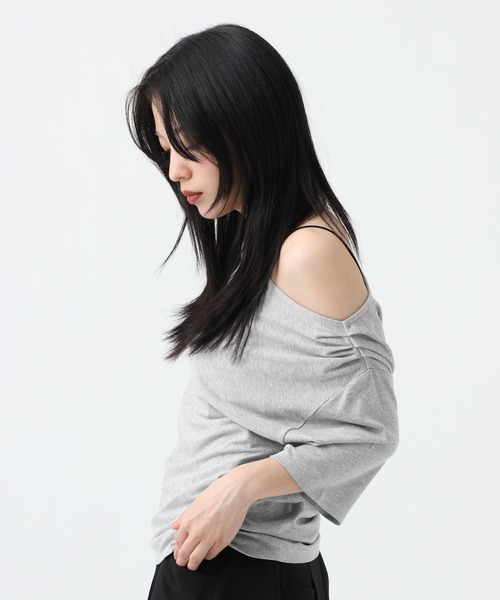 JEANASIS(ジーナシス)の「アシメギャザーボートネック5S/670826(Tシャツ/カットソー・レディース・ブラック/グレー/ホワイト・FREE)」の21枚目の写真