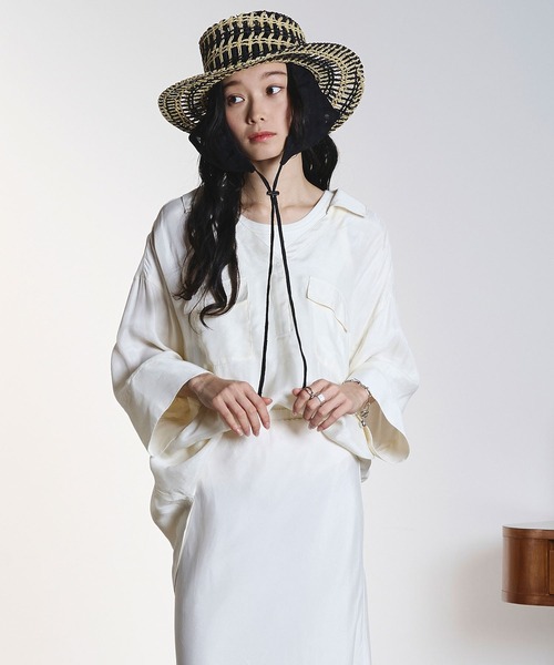 ROSE BUD(ローズバッド)の「FIBRIL SKIPPER SHIRT(シャツ/ブラウス・レディース・オフホワイト/チャコールグレー/バーガンディー・ONE SIZE)」の4枚目の写真