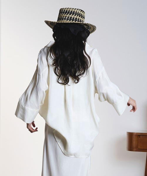 ROSE BUD(ローズバッド)の「FIBRIL SKIPPER SHIRT(シャツ/ブラウス・レディース・オフホワイト/チャコールグレー/バーガンディー・ONE SIZE)」の6枚目の写真