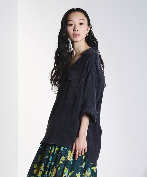 ROSE BUD(ローズバッド)の「FIBRIL SKIPPER SHIRT(シャツ/ブラウス・レディース・オフホワイト/チャコールグレー/バーガンディー・ONE SIZE)」の12枚目の写真