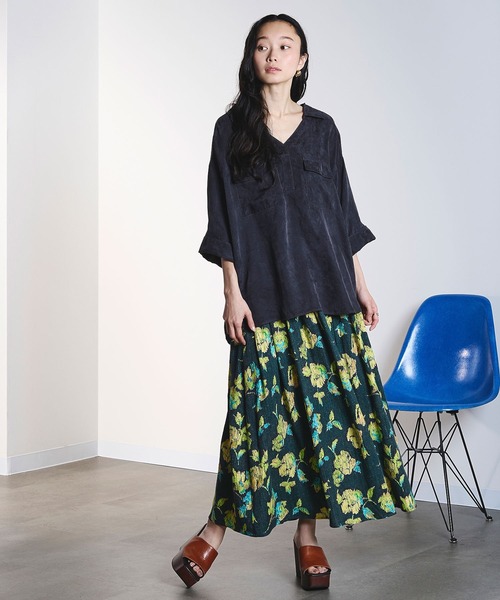 ROSE BUD(ローズバッド)の「FIBRIL SKIPPER SHIRT(シャツ/ブラウス・レディース・オフホワイト/チャコールグレー/バーガンディー・ONE SIZE)」の14枚目の写真