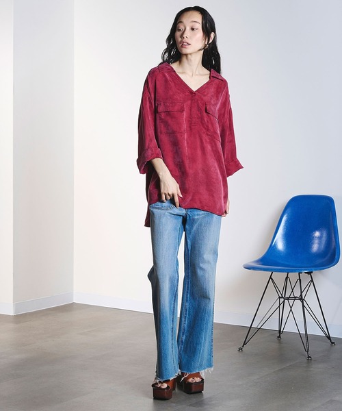 ROSE BUD(ローズバッド)の「FIBRIL SKIPPER SHIRT(シャツ/ブラウス・レディース・オフホワイト/チャコールグレー/バーガンディー・ONE SIZE)」の20枚目の写真