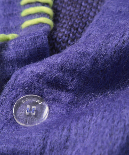 ADAM ET ROPE'(アダムエロペ)の「【BONSAI/ボンサイ】MOHAIR KNIT CARDIGAN(カーディガン/ボレロ・メンズ・パープル/グレー・M/S)」の4枚目の写真