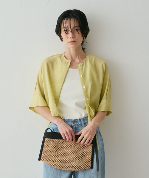 qualite(カリテ)の「【シルエット調整可能】フォルムドロストブラウス 春服 夏服 オフィスカジュアル きれいめ 羽織り シアー(シャツ/ブラウス・レディース・ブラック/オフホワイト/ライム・フリー)」の9枚目の写真