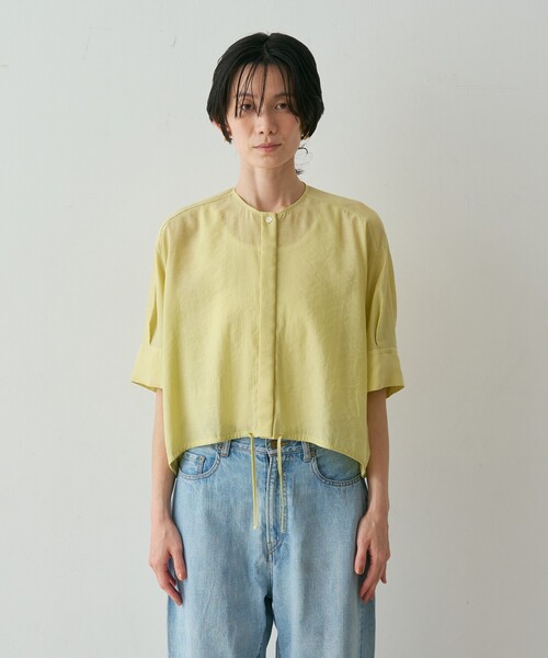 qualite(カリテ)の「【シルエット調整可能】フォルムドロストブラウス 春服 夏服 オフィスカジュアル きれいめ 羽織り シアー(シャツ/ブラウス・レディース・ブラック/オフホワイト/ライム・フリー)」の17枚目の写真