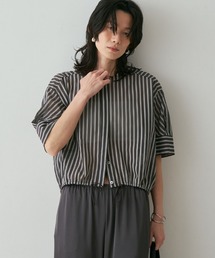 qualite | 【シルエット調整可能】フォルムドロストブラウス 春服 夏服 オフィスカジュアル きれいめ 羽織り シアー(シャツ/ブラウス)