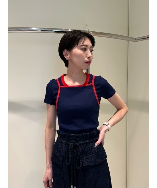 ESTNATION（エストネーション）の「GOOD PEOPLE GOOD STITCHING GOOD PRODUCT for ESTNATION / テレコリブTシャツ（Tシャツ/カットソー・レディース・ブラウン/レッド系その他/ダークネイビー・FREE）」の7枚目の写真