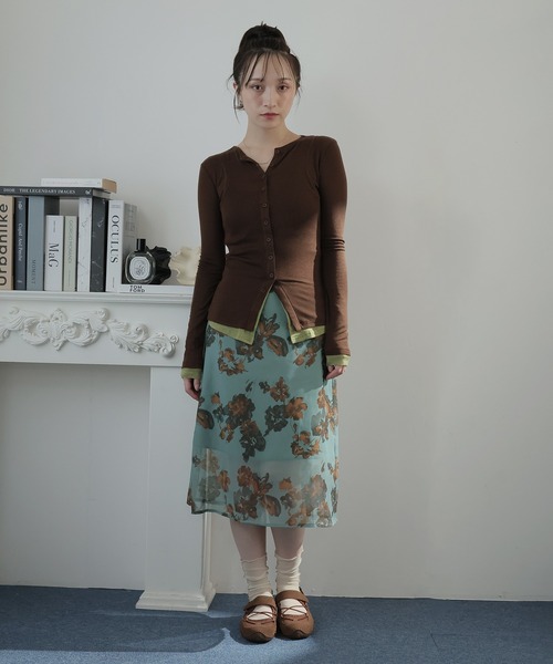 Ulysses（ユリシス）の「花柄シアーミディスカート（スカート・レディース・ブルー/ワインレッド・F）」の17枚目の写真
