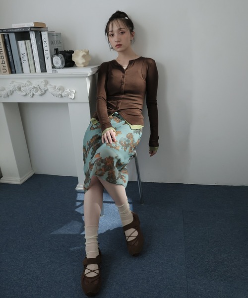 Ulysses（ユリシス）の「花柄シアーミディスカート（スカート・レディース・ブルー/ワインレッド・F）」の18枚目の写真