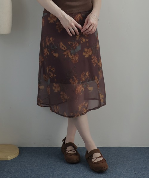 Ulysses（ユリシス）の「花柄シアーミディスカート（スカート・レディース・ブルー/ワインレッド・F）」の20枚目の写真