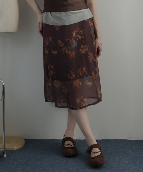 Ulysses（ユリシス）の「花柄シアーミディスカート（スカート・レディース・ブルー/ワインレッド・F）」の22枚目の写真