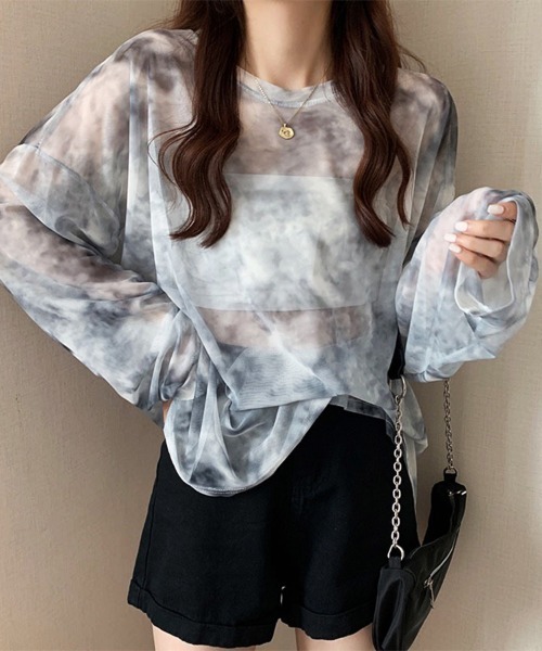 ONEP STAR（ワンピスター）の「タイダイオーバーサイズトップス（Tシャツ/カットソー・レディース・グレー/ブルー・MEDIUM/LARGE/X-LARGE）」の7枚目の写真