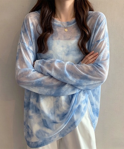 ONEP STAR（ワンピスター）の「タイダイオーバーサイズトップス（Tシャツ/カットソー・レディース・グレー/ブルー・MEDIUM/LARGE/X-LARGE）」の9枚目の写真