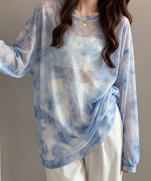 ONEP STAR（ワンピスター）の「タイダイオーバーサイズトップス（Tシャツ/カットソー・レディース・グレー/ブルー・MEDIUM/LARGE/X-LARGE）」の12枚目の写真